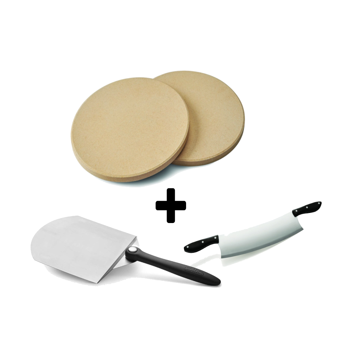 Napoleon Pizza-Macher Set/ 2xPizzasteine+Pizzaschieber klappbar+Wiegemesser