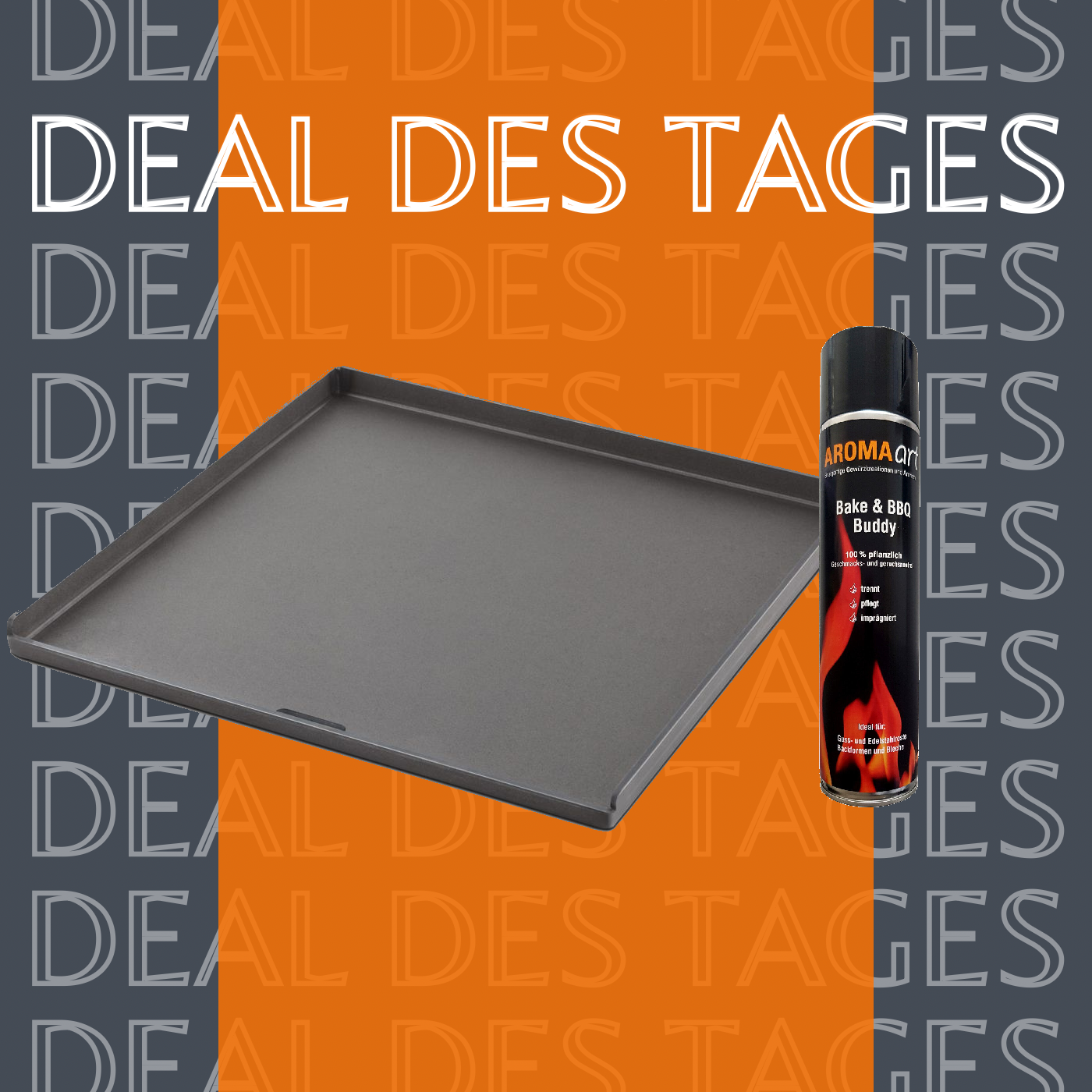 CRAFTED Grillplatte/Plancha - Gourmet BBQ System, groß inkl. Öl-Trennspray 600ml - DEAL DES TAGES-