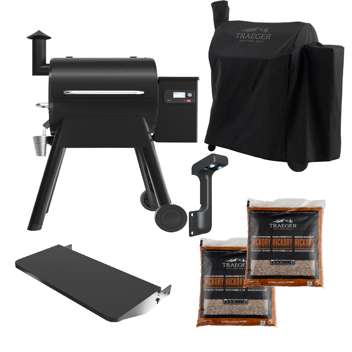 PRO D2 575 - SCHWARZ inkl. Abdeckhaube, Frontablage, 2 Sack Pellets und Pelletsensor
