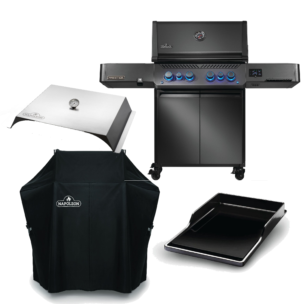 Napoleon Prestige 500 Phantom Wifi Modell 2025 inkl. Abdeckhaube, Plancha & Pizzacover