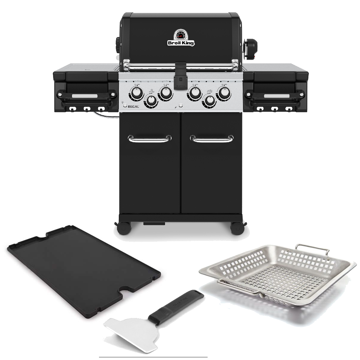 Regal™ 490 inkl. Drehspiess inkl. Broil King Gussplatte, Plancha Schaber & Wok