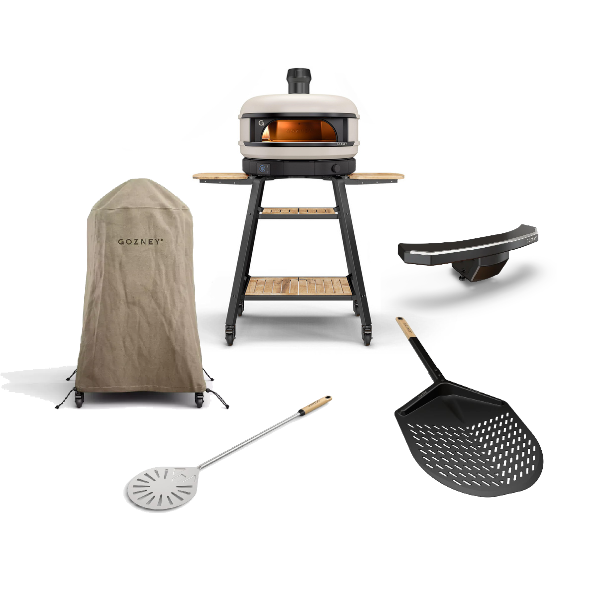Dome S1 Bone Gas Pizzaofen inkl. Stand, 14" Schieber, Wender, Abdeckhaube lang & Mantel 