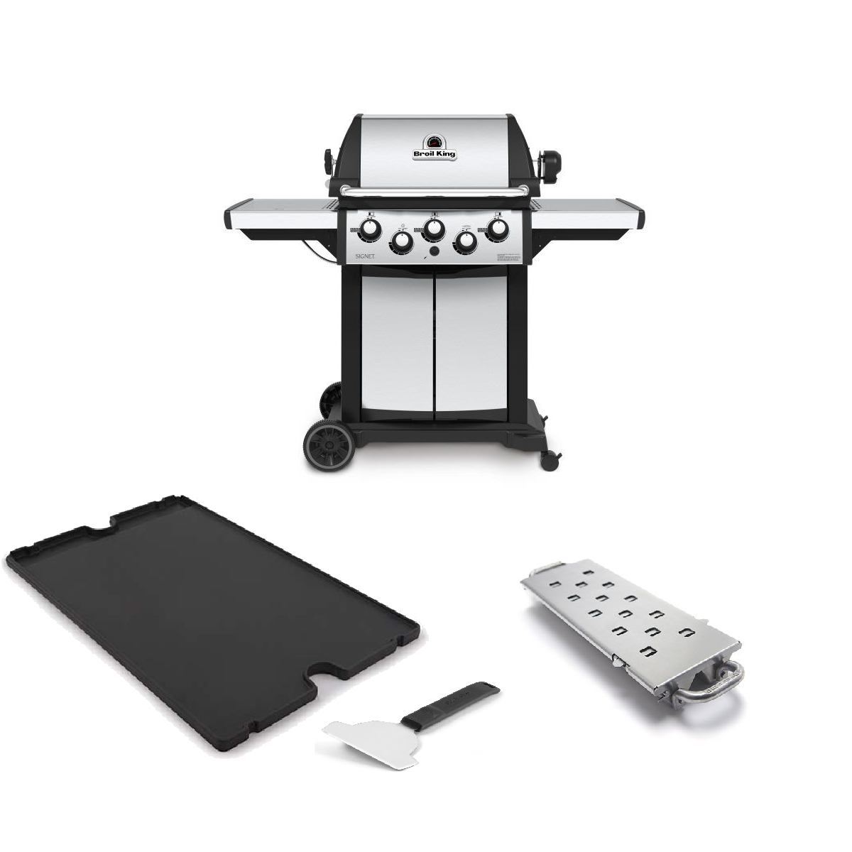 Signet™ 390 inkl. Drehspieß Broil King Gussplatte, Plancha Schaber & Räucherbox