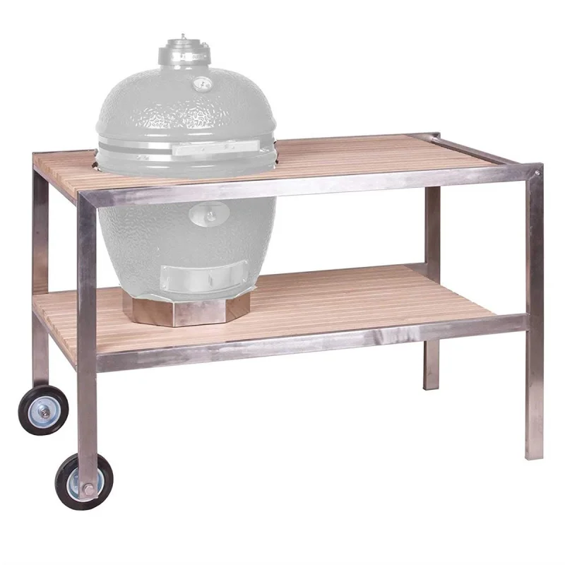 Monolith Classic - Tisch aus Edelstahl & Teak