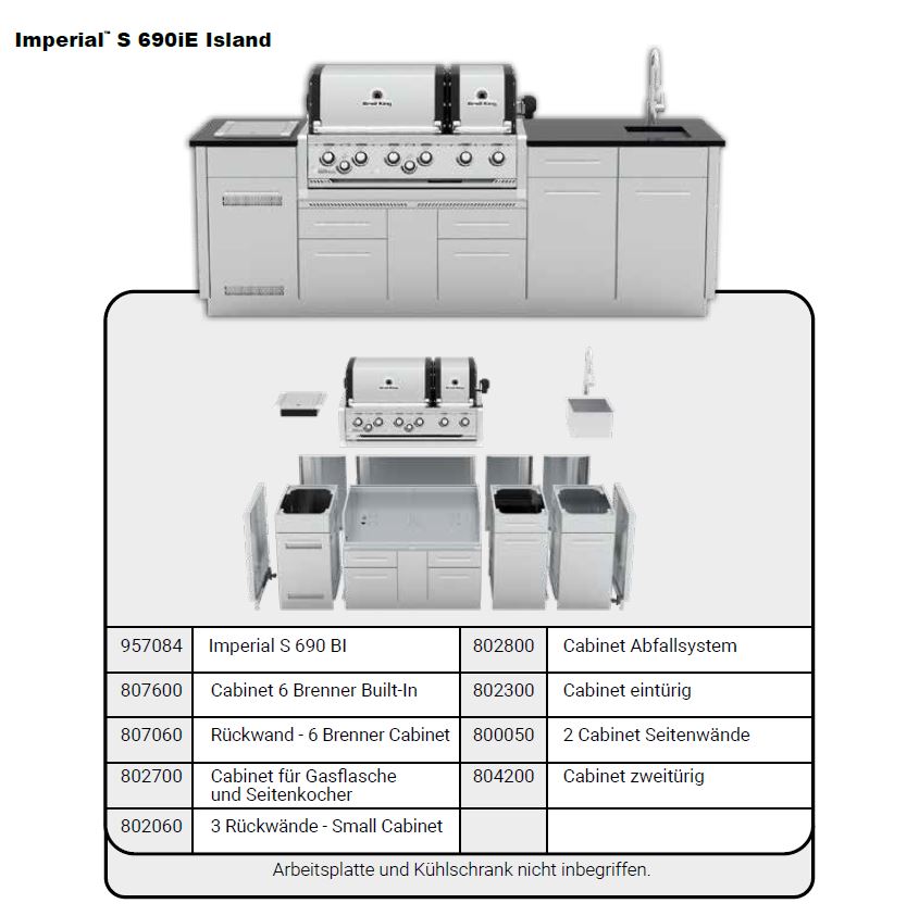 Broil King Outdoorküche Imperial S 690iE Island inkl. Gasgrill Built-In Imperial S690 m. Drehspieß 